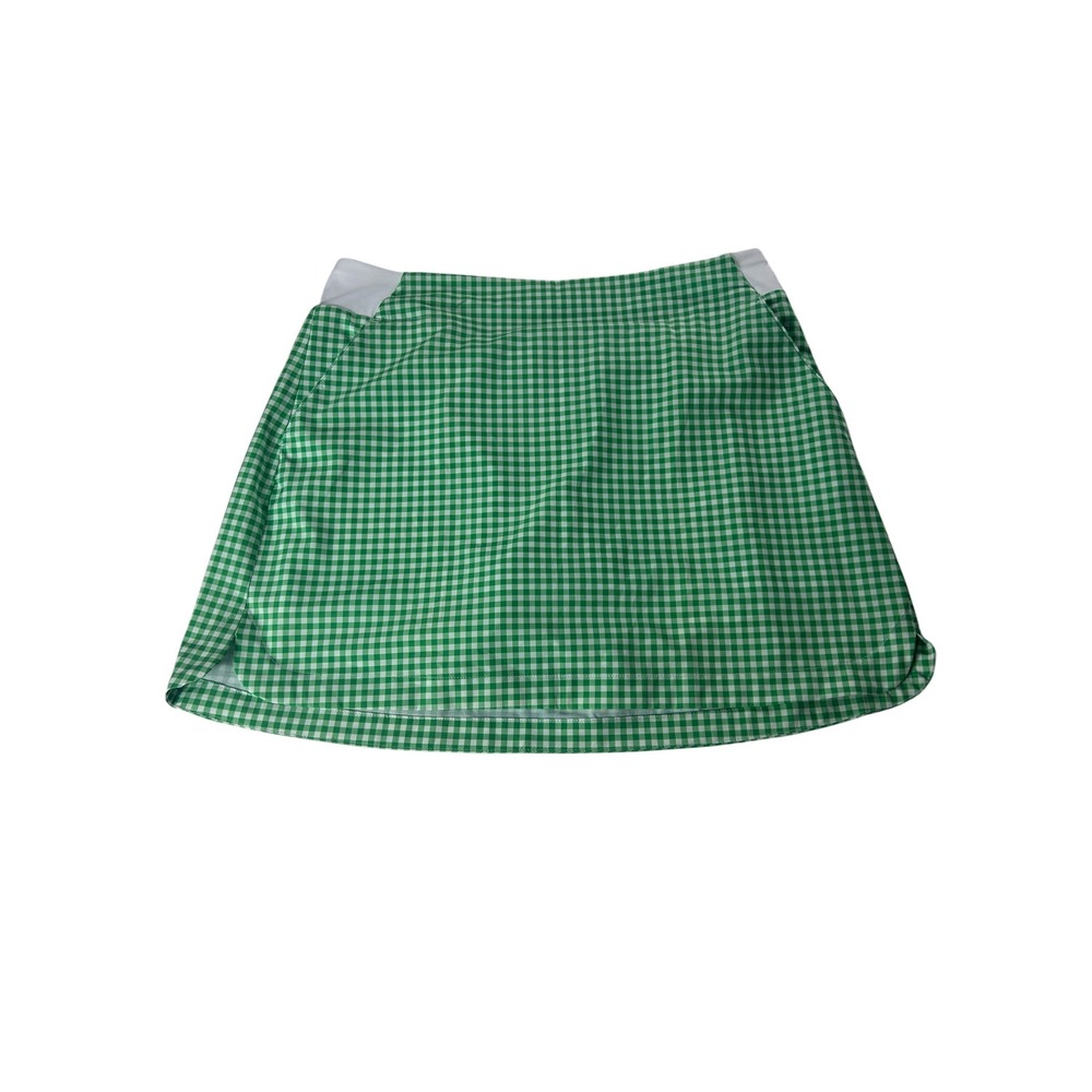NWT Walter Hagen Performance 11 Green White Gingham Pull On Golf Skort Womens L